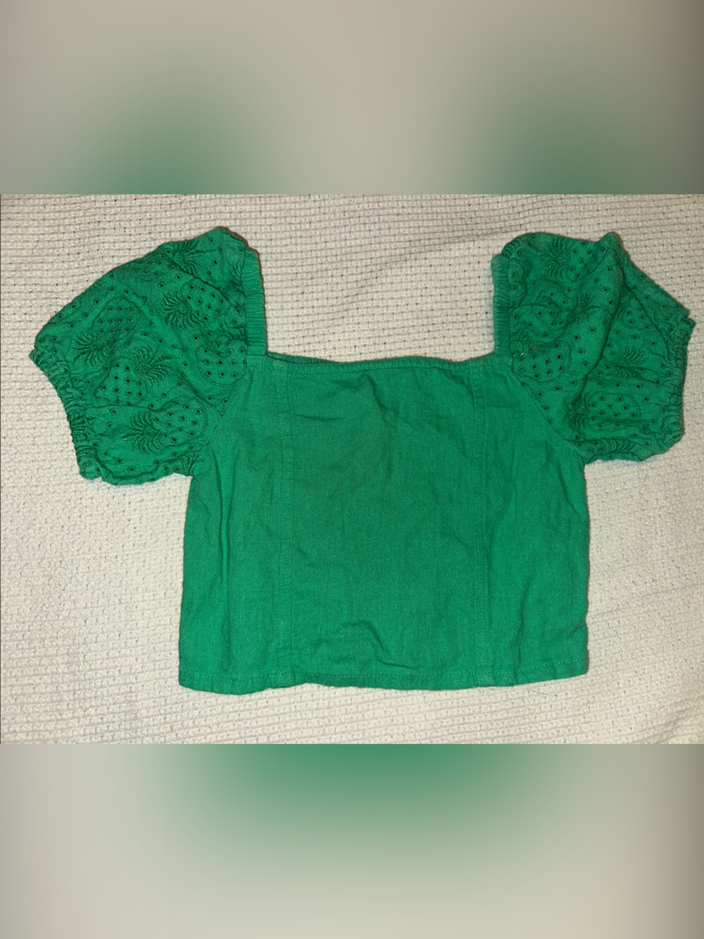 Old Navy Girls' Emerald Green Puff Sleeve Crop Top